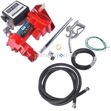 Fuel Transfer Pump Gasoline Pump 12V DC 20GPM w/ Nozzle Kit Meter Flange Elbow
