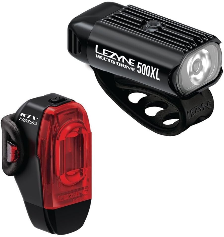 Lezyne Hecto Drive 500XL and KTV Drive Pro+ Pair 500/150 Lumen Bicycle Light Set