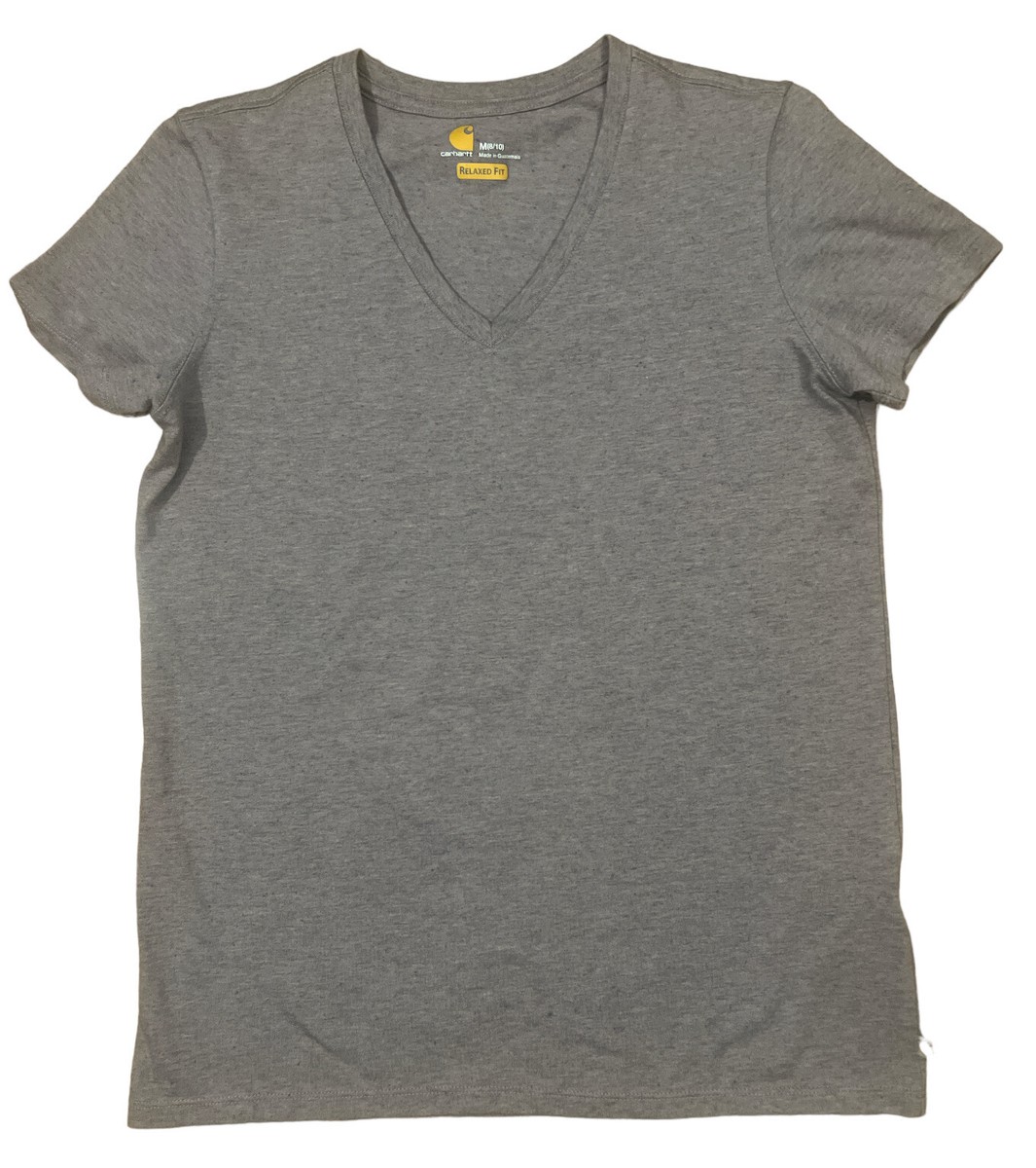 Carhartt t-shirt ladies Medium plum top V-neck 60% cotton short