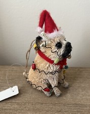 Pottery Barn Party Pug Bottlebrush Christmas Ornament NEW