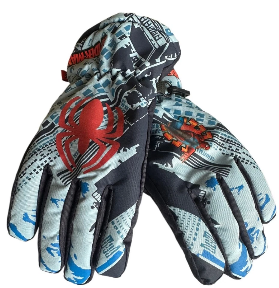 Spiderman Boys Blue Winter Ski Style Gloves for Ages 5 - 6