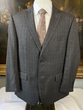 Pronto Uomo Platinum 44R 100 Wool Gray Glen Check 2Btn Blazer Jacket Sport Coat