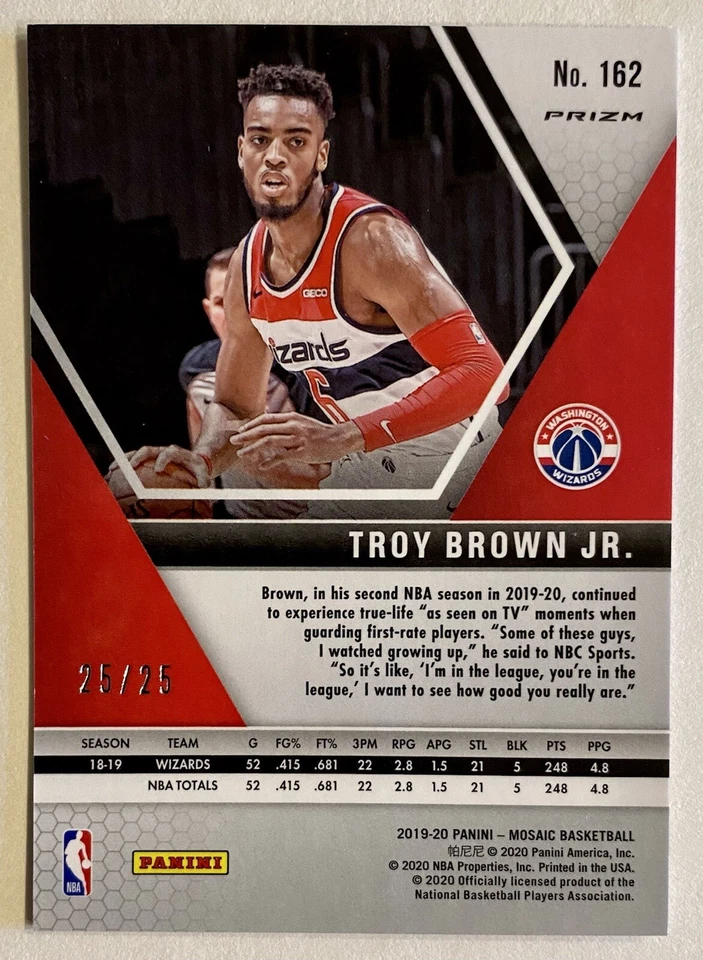 2019-20 Mosaic Troy Brown Orange Fluorescent Prizm Refractor SSP #d 25/25 Lakers - Image 4 of 4