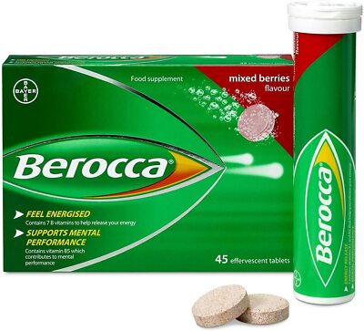 Berocca Mixed Berries Energy Vitamin C, B1 B2 B3 B5 B12 & Magnesium - 45 Tablets