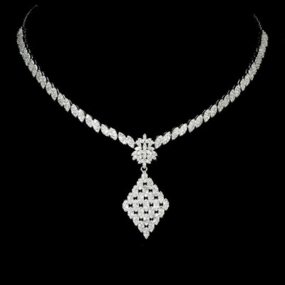 Silber Halskette erstellt Zirkon Steine massiv Sterling 17 bis 19 Zoll