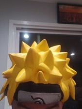 Naruto Hair Yellow Rubber Hat Cosplay Costume 2002 Latex Wig, Size X small