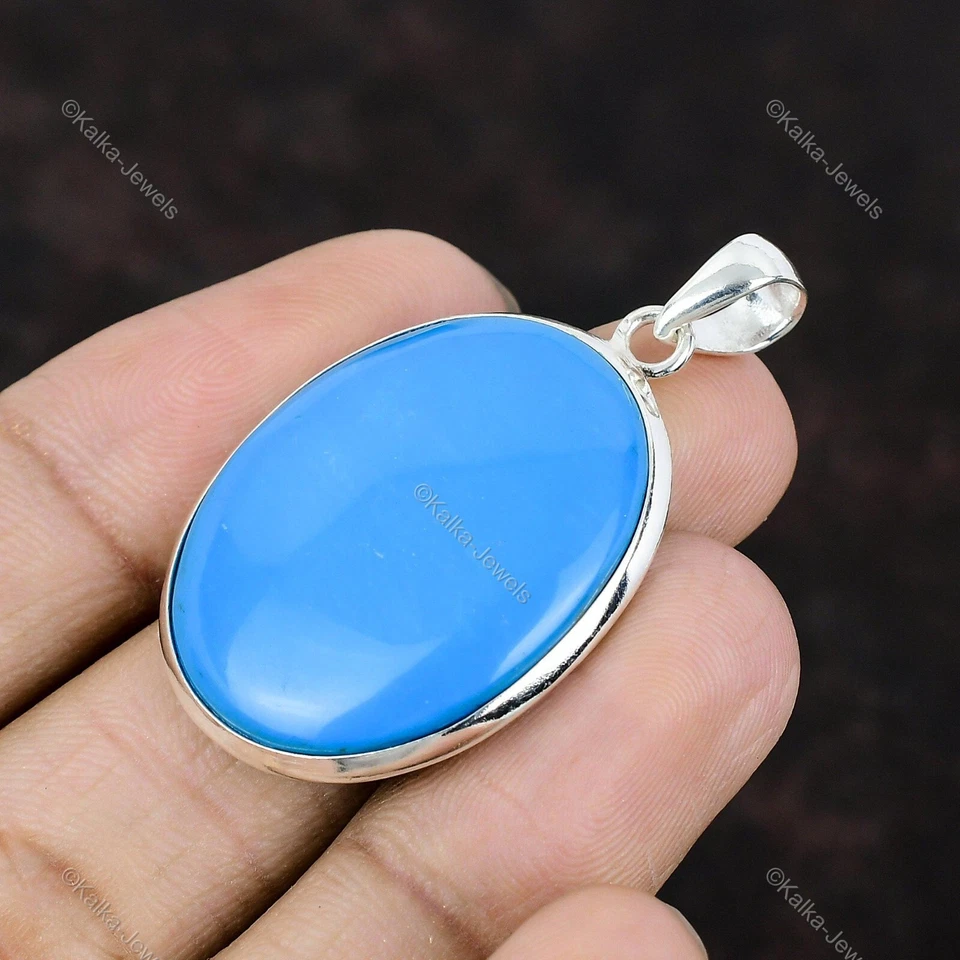Colgante de piedras preciosas turquesa de la Bella Durmiente natural joyería de plata de ley 925 Foto 4 de 4