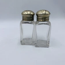 Vtg To Antique Square Clear Glass Salt And Pepper Spice Shaker