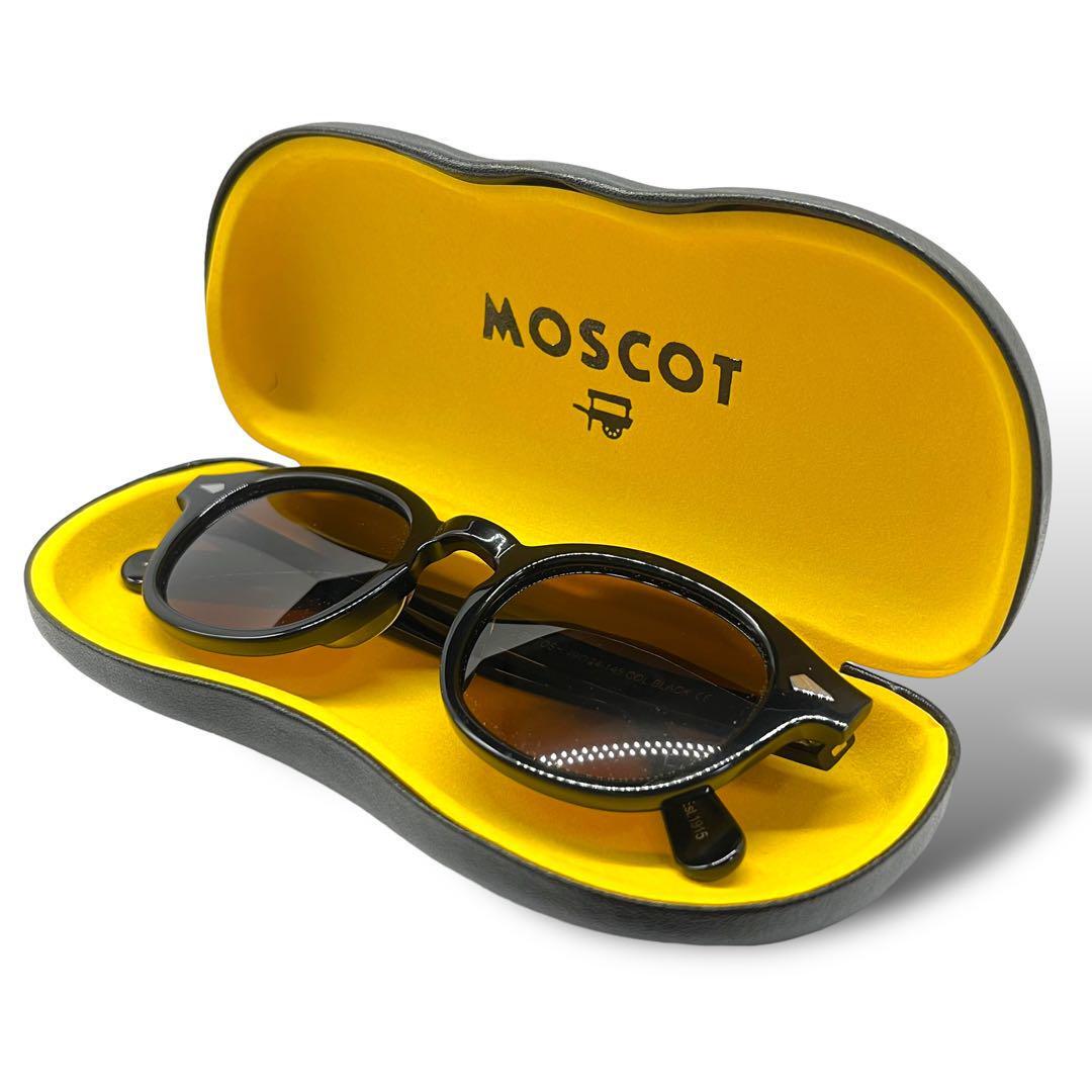 MOSCOT LEMTOSH 49 24-145 SUNGLASSES BLACK WELLINGTON BROWN LENS 