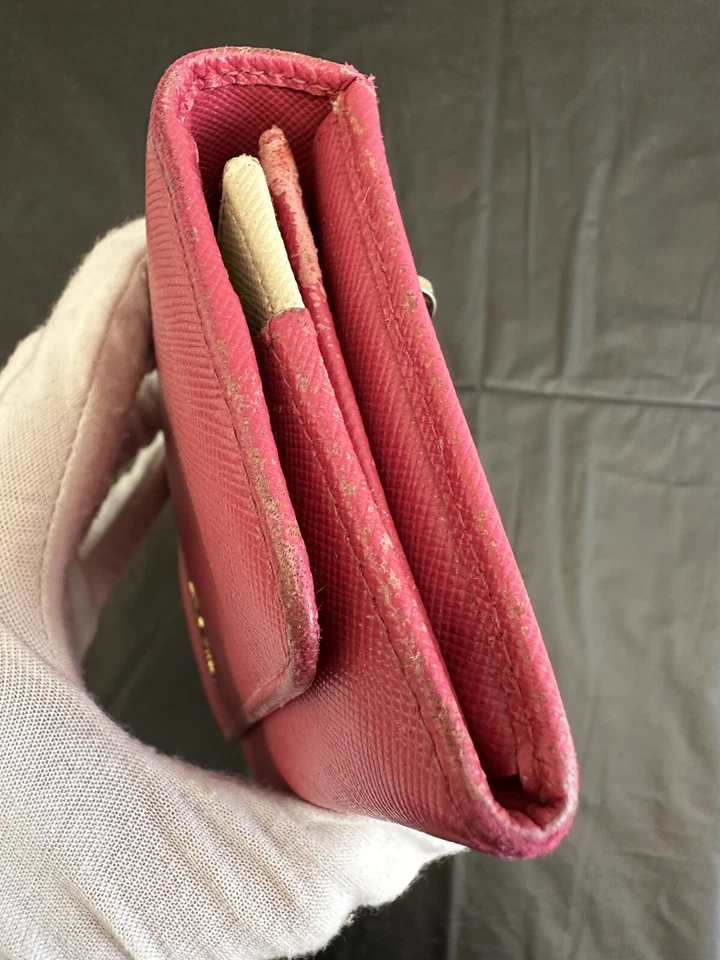 PRADA Long Wallet Saffiano Leather Pink Card Holder Purse - Image 3 of 4
