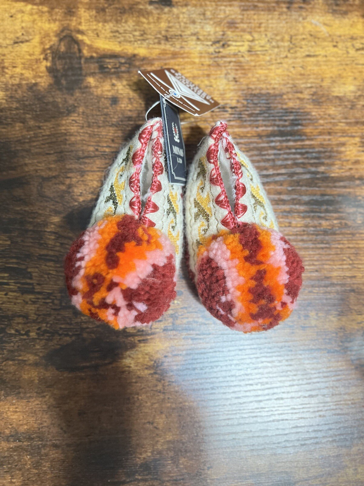 SAOLA Pantofole bambini MINAS ricamo tradizionale lana greca suola pelle US 3 5