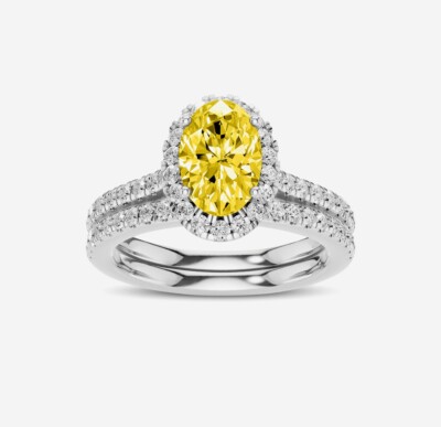 ADARA Two Piece 14ct White Gold Lab Gown Diamond Rings UK