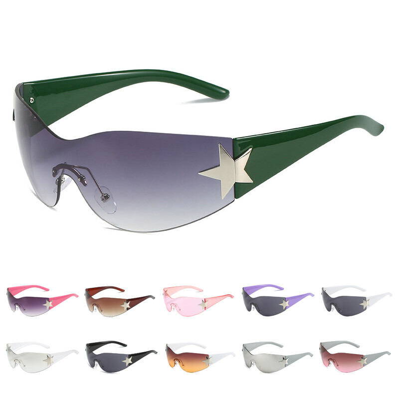 Rimless Shield Wrap Around Sunglasses 2000S Trendy Aesthetic  display picture 1