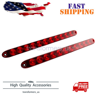 2PCS 15'' Red Truck Trailer Light Bar 11 LED Stop Turn Tail Brake Lights Strip