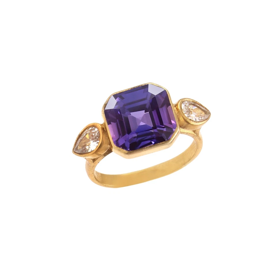 Taaffeite Sapphire Ring Asscher Ring Purple Pink Gemstone Ring Christmas Jewelry - Image 4 of 4