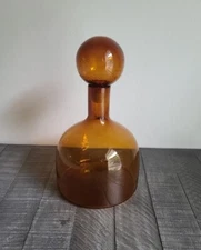 VINTAGE BLENKO DARK AMBER GLASS DECANTER WITH STOPPER 12" MID CENTURY MODERN