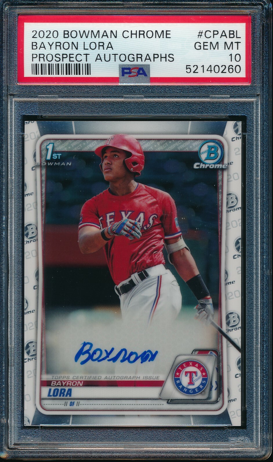 PSA 10 BAYRON LORA AUTO 1st 2020 Bowman Chrome Autograph Rookie Card RC GEM MINT