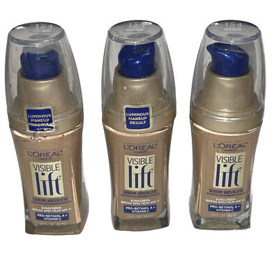 L'oreal Visible Lift Serum Age Reversing Foundation 154 Sun Beige 3 Pc Lot