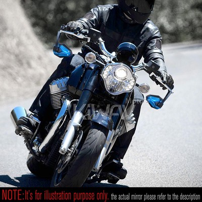 Bar end mirrors ViperII all blue fits Moto Guzzi Audace V9 threaded OEM bar