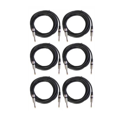 6Pcs 15ft Cables 6.35mm 1/4'' to 1/4'' Mono Male Cord Cables for Mic PA DJ Speaker
