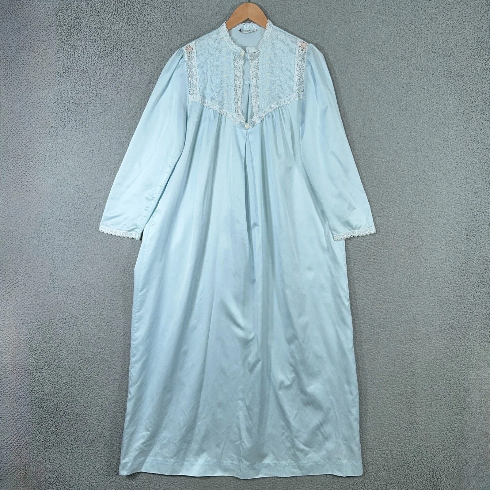 Camicia da notte vintage Christian Dior grande maxi blu pizzo lunga negligee lingerie anni 70