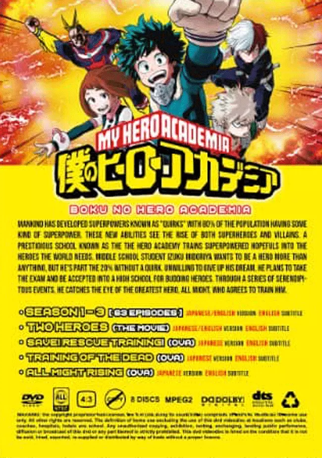 My Hero Academia Episodes 1 - 138 + 3 Movies English Dubbed 6 Seasons Anime  DVD