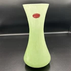 Vintage Murano Green Art Glass Vase Hand Blown Italian Glass 8” Original Label