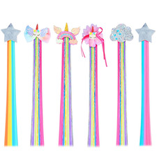 Hair Clips for Girls, 6 Pcs Rainbow Hair Extensions, Unicorn Hair Clips for Girl