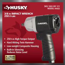 Husky 3/8 In. Impact Wrench  250 ft./lbs. - Factory sealed