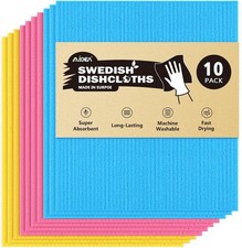 Swedish Dishcloths for Kitchen-10Pack, Absorbent Sponge Cloth Reusable 7"x6"