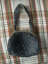 Vintage Small Navy Valerie Stevens Beaded Evening Bag Excellent Condition