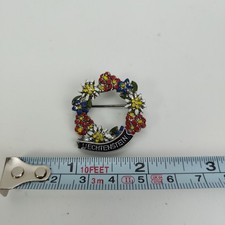 Liechtenstein Germany Souvenir Pin Enameled Colored Flowers Travel Hat L