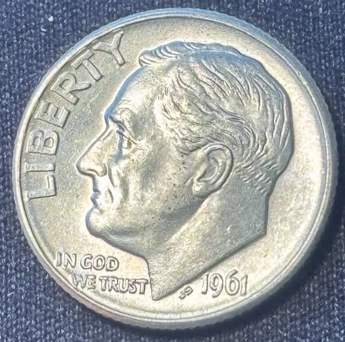 1961-D Roosevelt Dime, BUnc, Lustrous Mint Gem! .90% Silver, from OBW Roll!