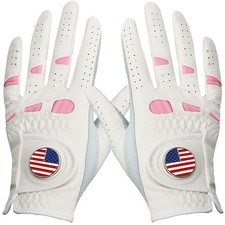 Amy Sport Women's Golf Gloves 2 Pack Left Right Hand All Weather with Ball Marke