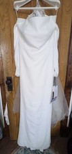 St. Patrick ELSTOB Size 10 Off-Shoulder Long Sleeve Crepe Lace Button Train