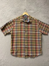 Woolrich Button Shirt Mens Sz M Plaid Cotton Button Multicolor / 162-23