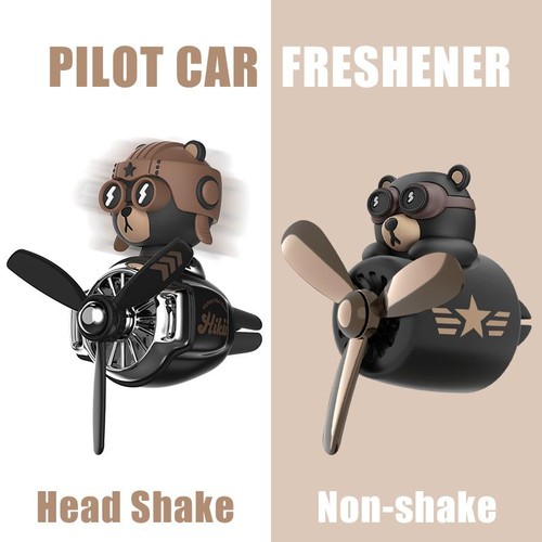 Rotating Airplane Pilot Bear Car Air Freshener Vent Clip Perfume Diffuser Decor - Picture 20 of 29