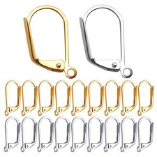 100 Pieces Leverback Earring Hooks French Earwires Replacement Gold and Silver