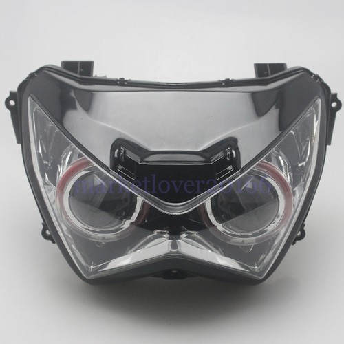Motor Front Headlight Assembly Red Angel Eye For Kawasaki Z250 Z300 Z800 2013-16 - Picture 7 of 22
