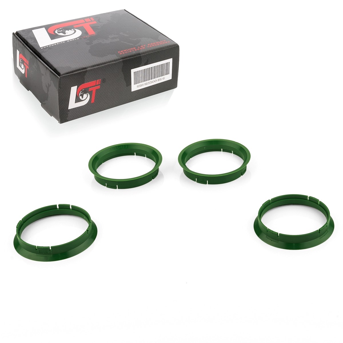 4X Center Rings Spacers Green Aluminum Rims Ø 72.5 Mm - Ø 67.1 Mm For CHRYSLER