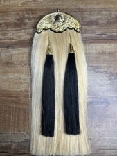 Horse Hair Sporran with Two Black Tassels Gold Plated Cantle