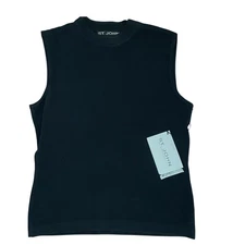 St John Basics Black Santana Knit Classic Minimalist Sleeveless Shell  Top