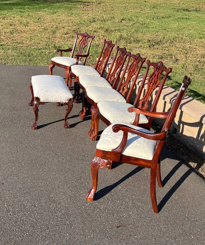 Juego de comedor Thomasville Chippendale de 6 sillas vintage y banco gratis - Hecho en EE. UU. Foto 4 de 4