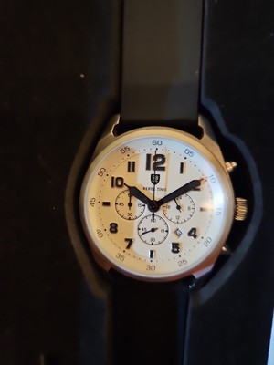 Rebel Time Aviator Stainless Steel Water Resistant White Face Black Dial Watch