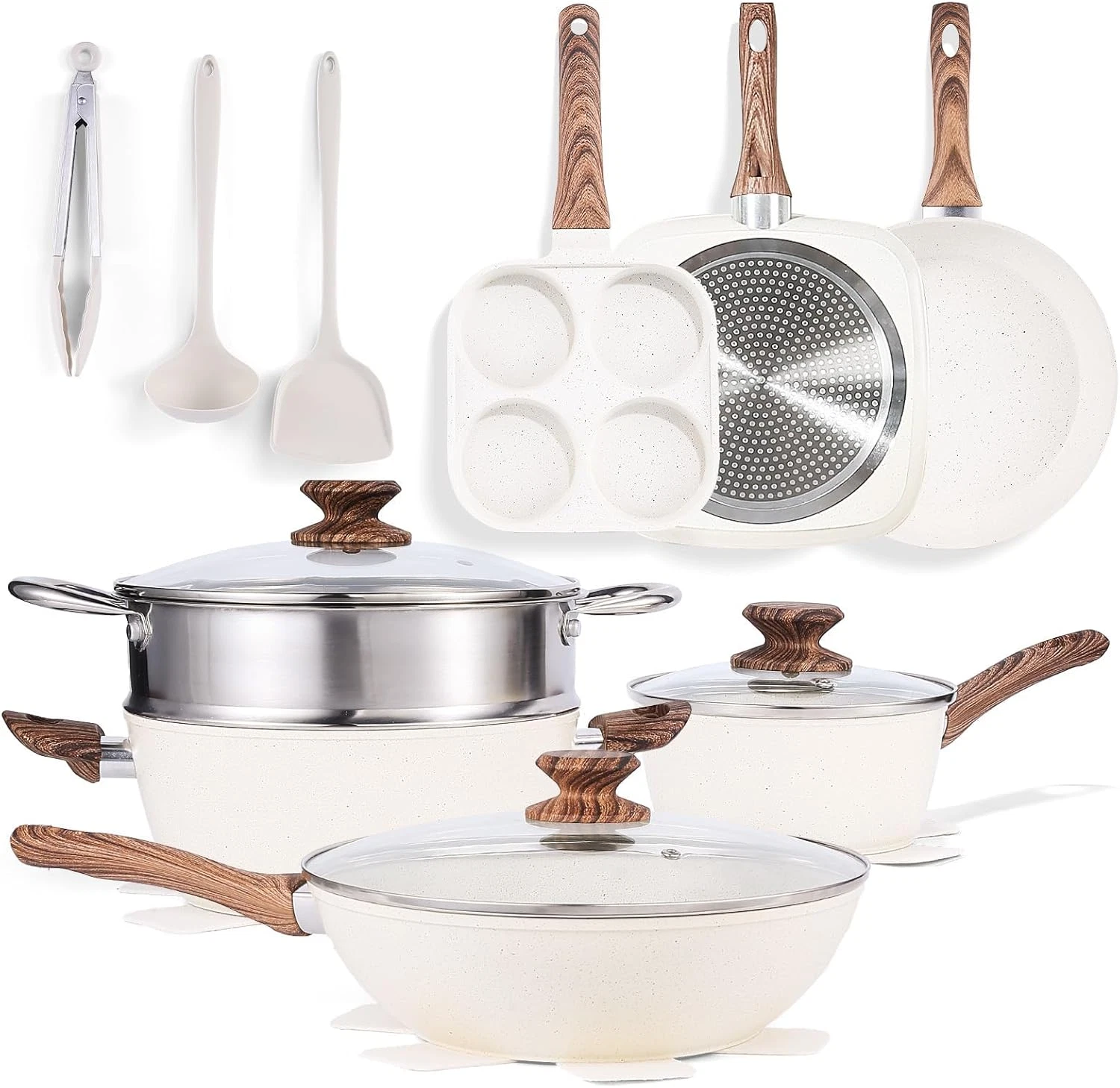 17-Piece Nonstick Cookware Set with Stay-Cool Handles - Induction Compatible