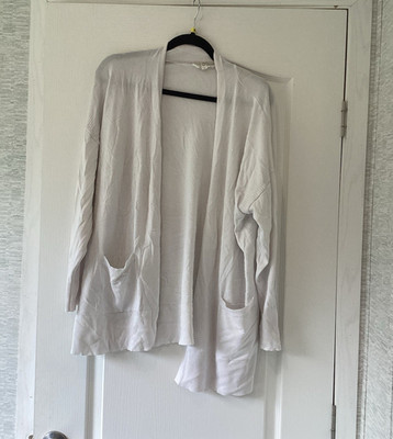 Terra & Sky 1X Plus White Knit Open-Front Long Sleeve Cardigan Sweater EUC