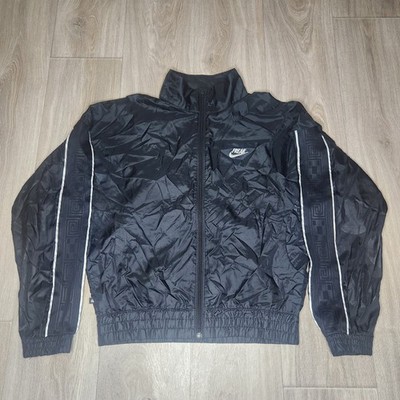 Nike Freak Windbreaker Jacket Men's Small Black Full Zip Mesh Lined Black Swoosh