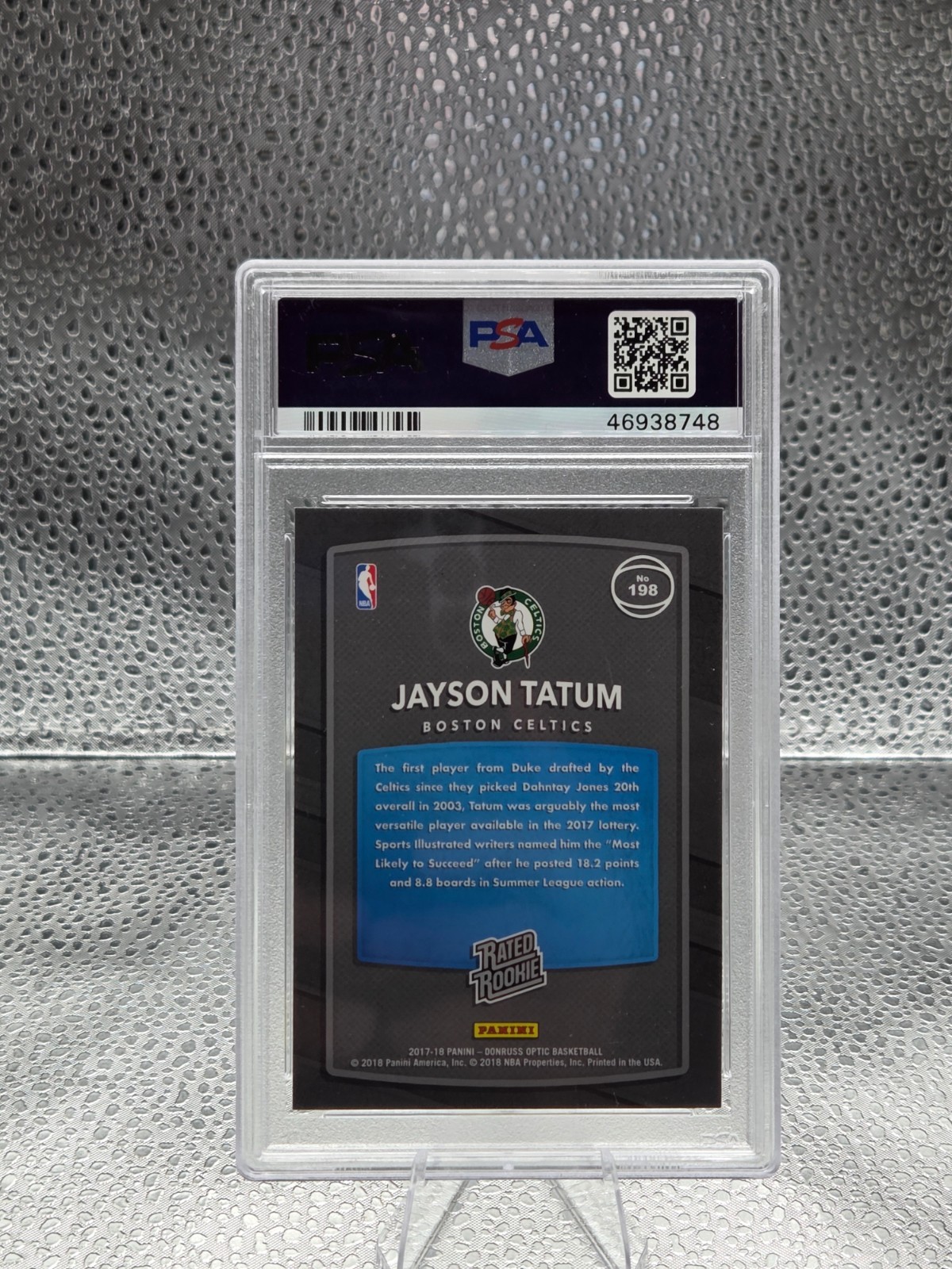 2017 Optic RED YELLOW REFRACTOR ~ JAYSON TATUM Rookie RC Card PSA 10 GEM MINT view 2