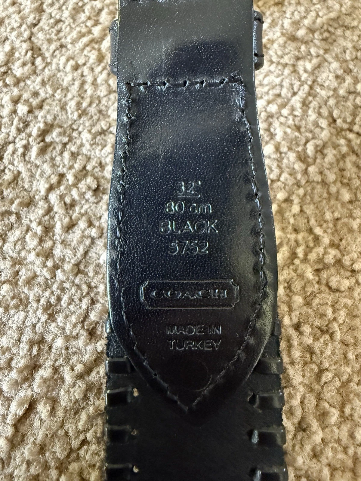 Cintura vintage Coach #5752 32” 80 cm larghezza punto frusta in pelle nera vedi foto!