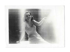 VTG B&W Small Snapshot Photo Beautiful Glamorous Woman Light Leak Artistic